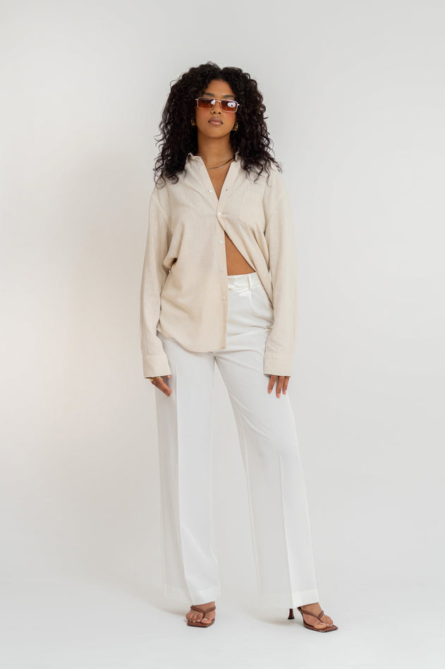 Miles Viscose Linen Shirt Beige