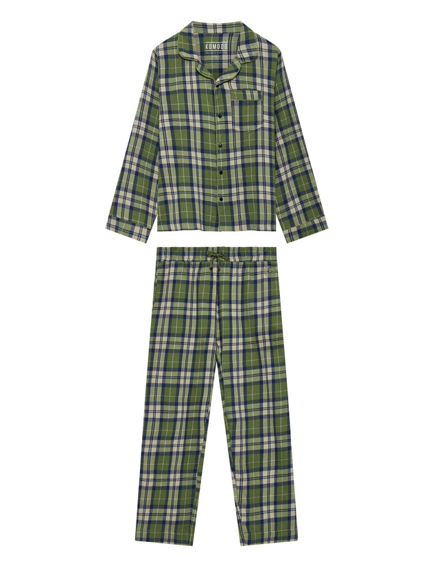 Jim Jam Mens Cotton Pyjama Set Pine Green