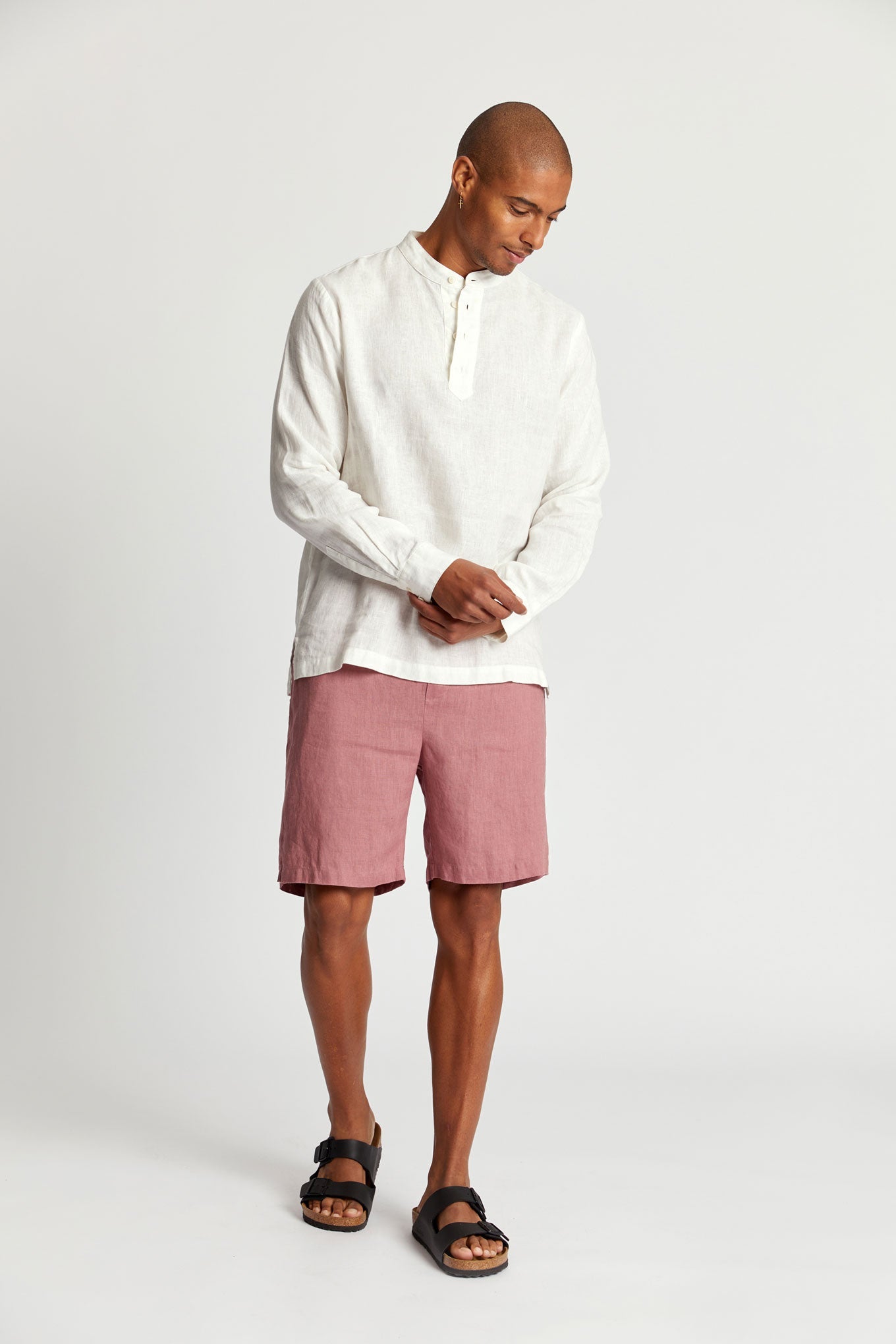 Jerry Organic Linen Shorts Dusty Pink –