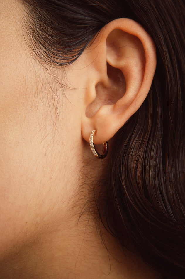 Zirconia Hoopie Earrings Gold