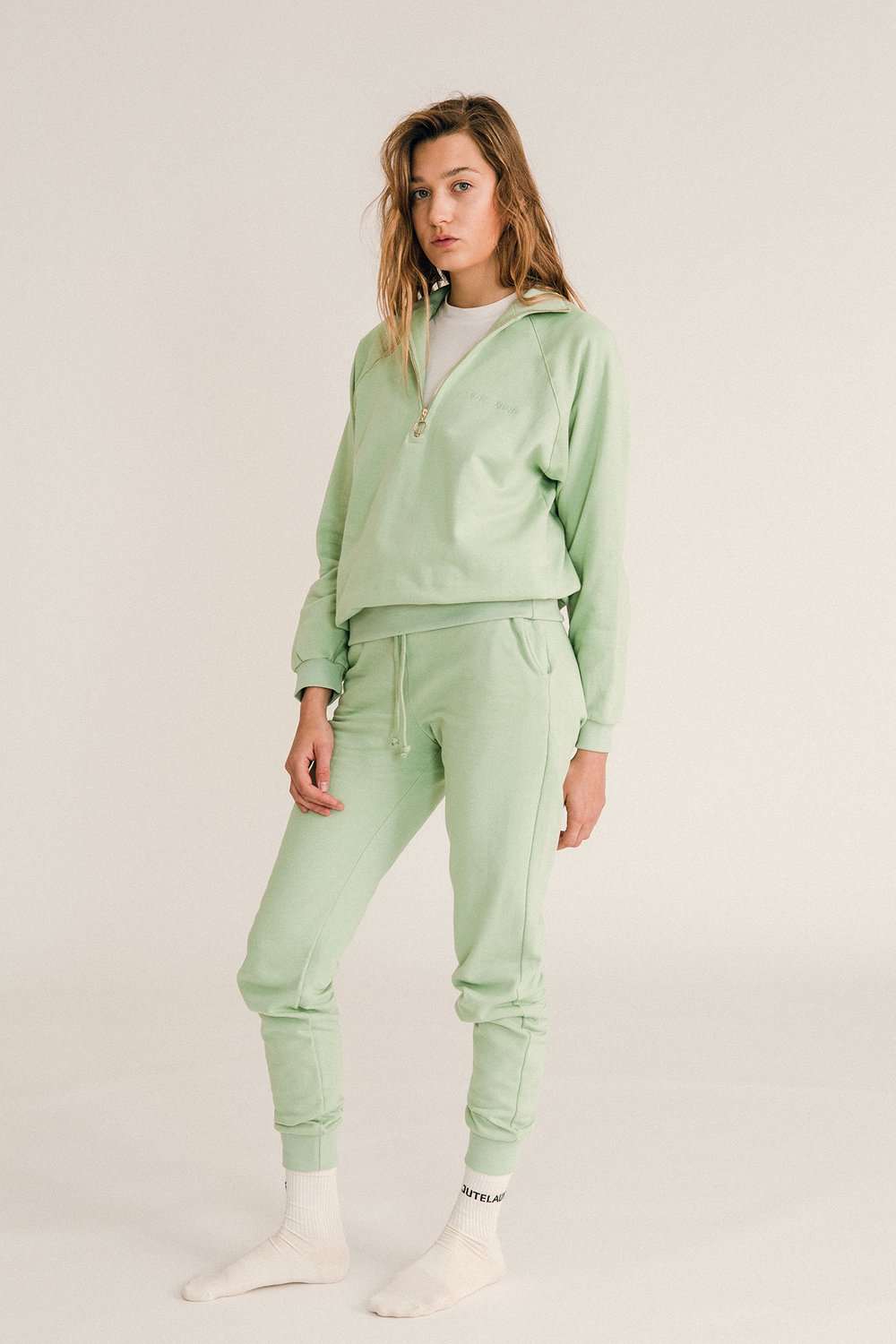 JUTELAUNE Half-Zip Sweatshirt Mint