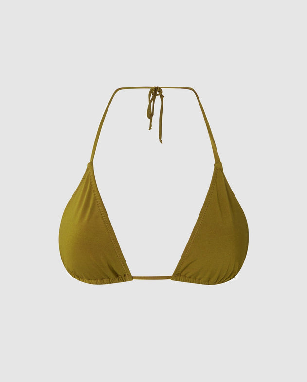 Strappy Triangle Bikini Top Olive Green