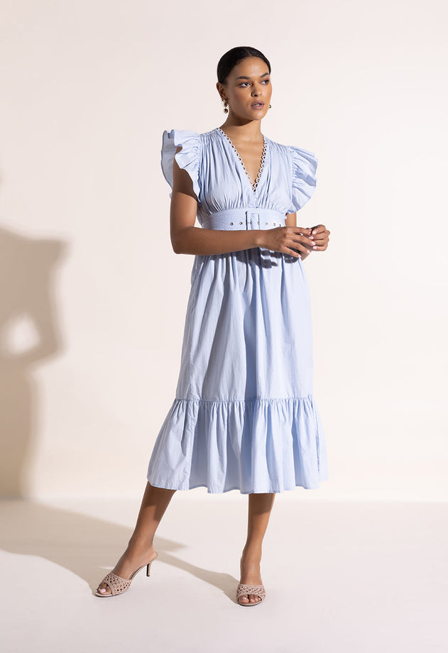 Paradise Cove Midi Dress Sky Way Blue