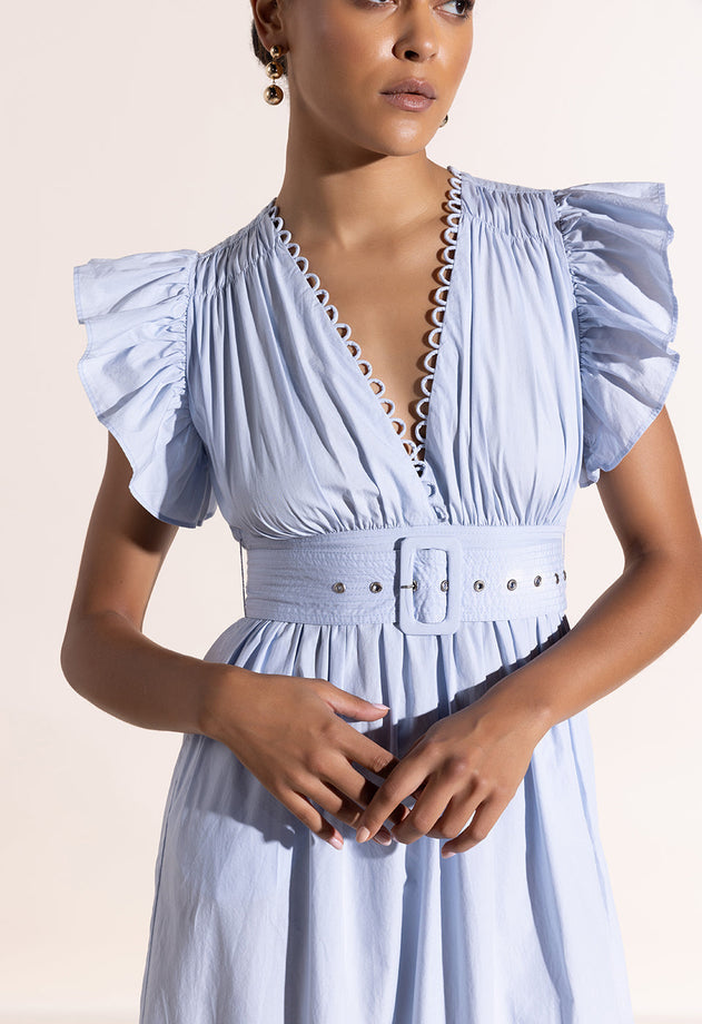 Paradise Cove Midi Dress Sky Way Blue