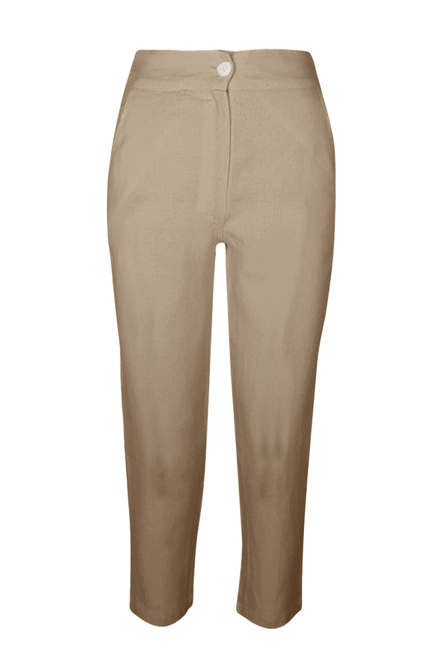 Ribbed Back Linen Tapered Pants