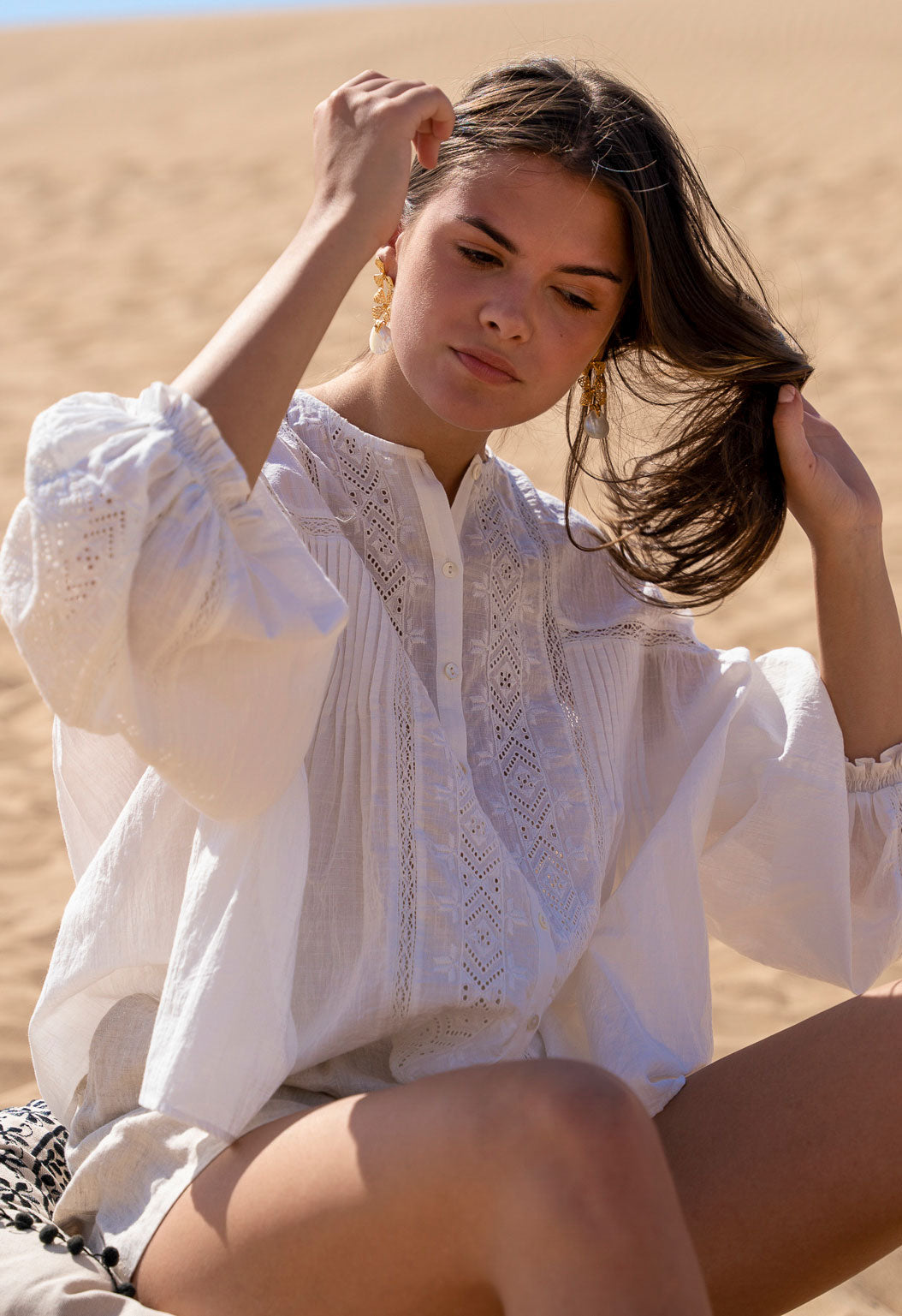 Vinita Vintage Embroidered Cotton Blouse