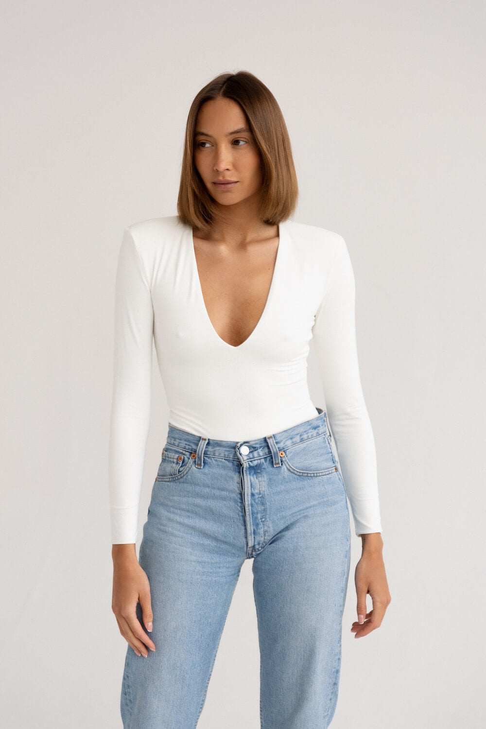 Body With Deep V Neckline Ecru