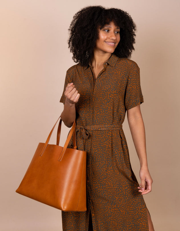 Sam Classic Leather Shopper Bag Cognac