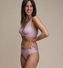 Brazilian Briefs In Natural Fabric And Eco Lace Powder Pink - 2 Pack