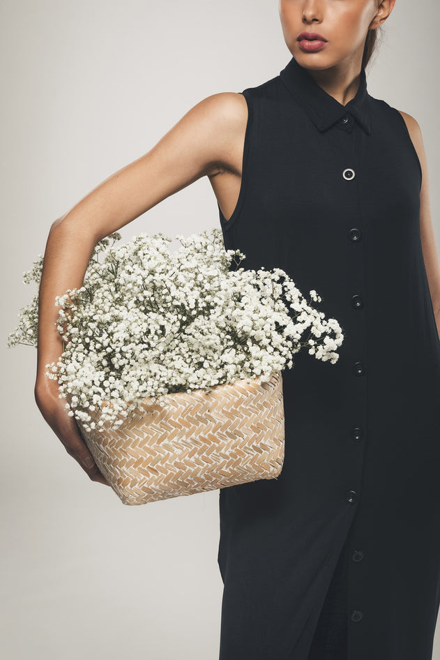Sleeveless Shirt Dress Black