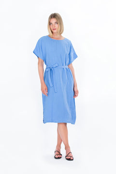 Taivas Linen Dress Blue