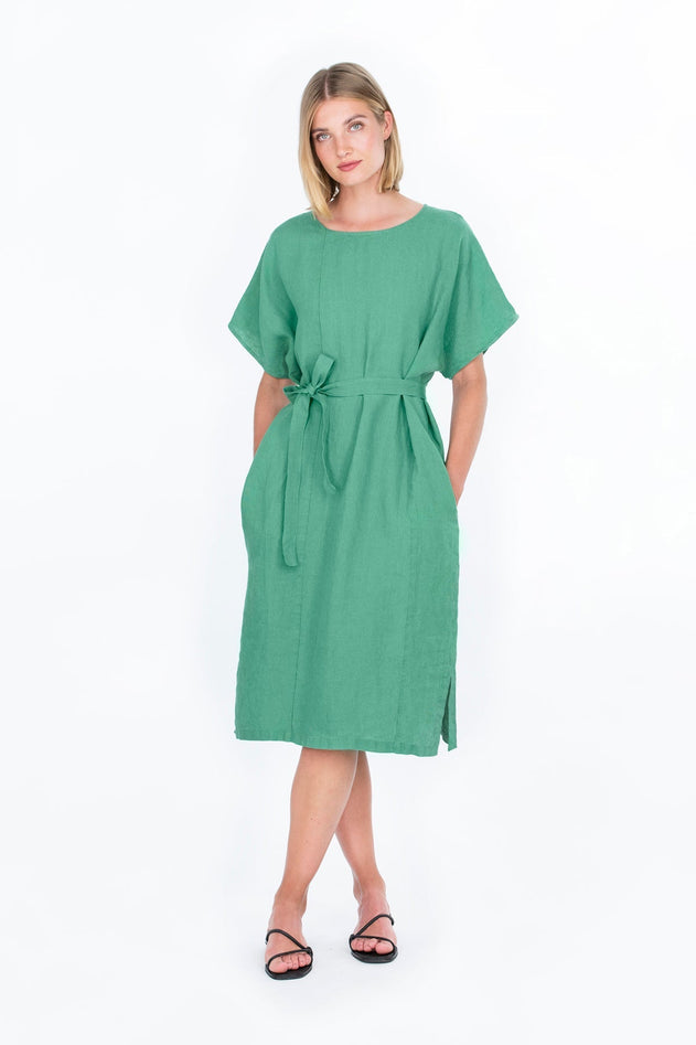 Taivas Linen Dress Green