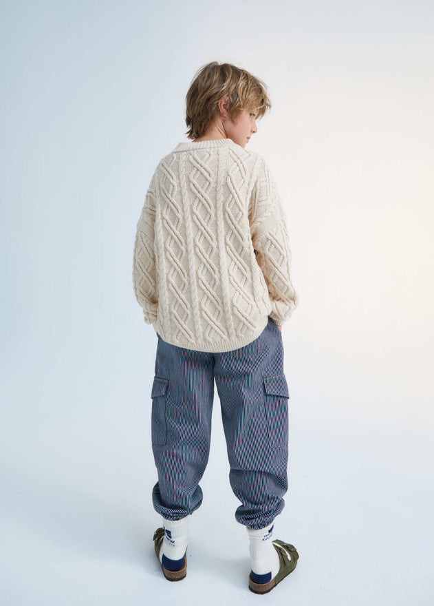 Russel Kids' Cable Knit Jumper Natural White