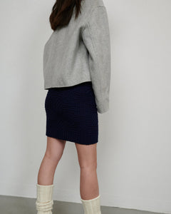 Ventė Merino Wool Mini Knitted Skirt Navy Blue