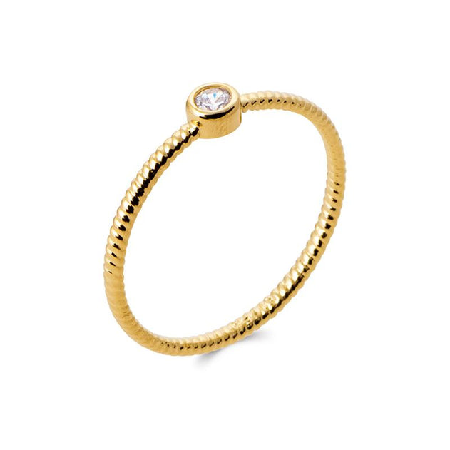 Twisted Stone Ring Gold
