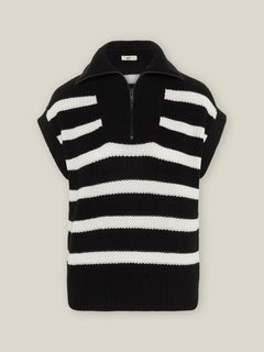 Knitted Troyer With Stripes In Cotton