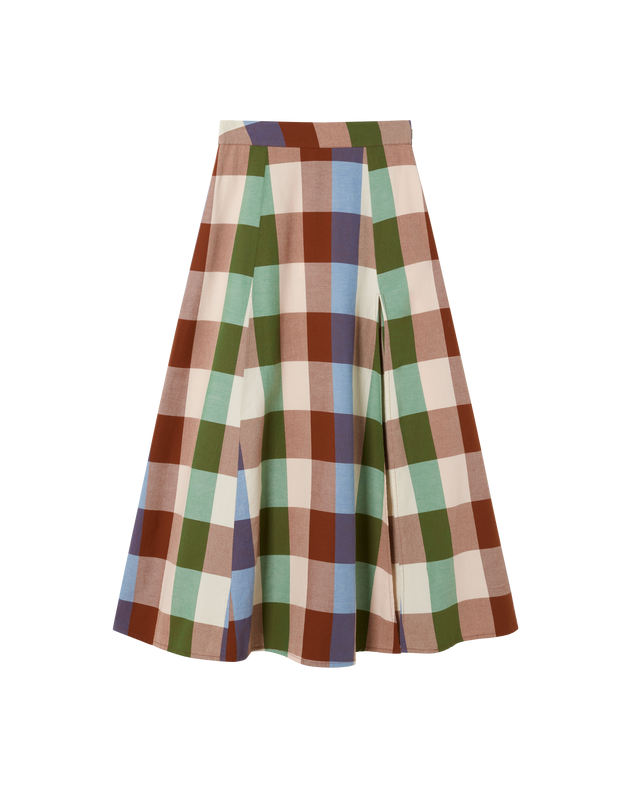 Tora Midi Skirt Checkered Multicolor