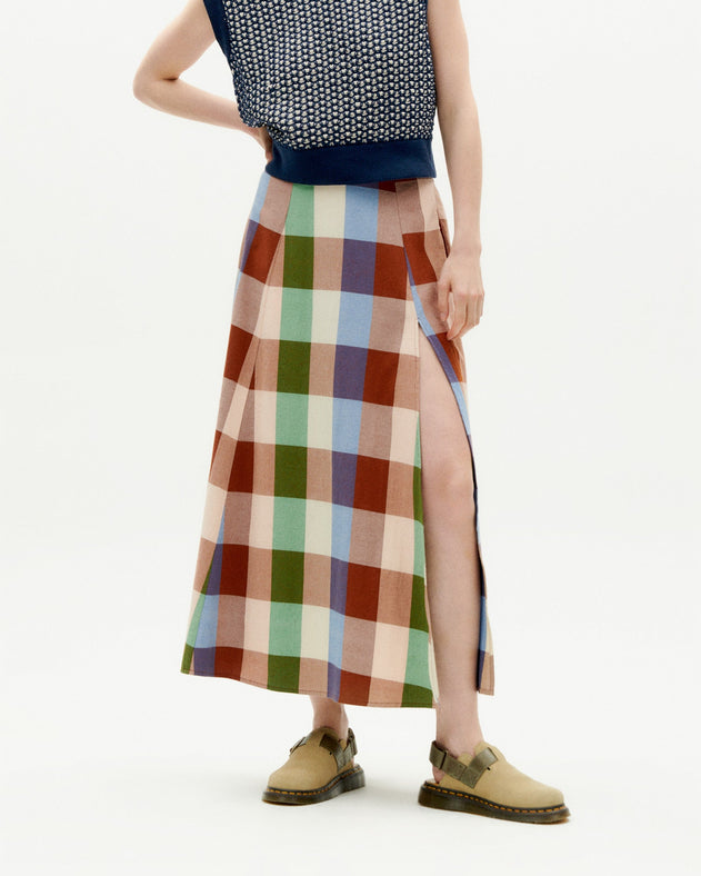 Tora Midi Skirt Checkered Multicolor
