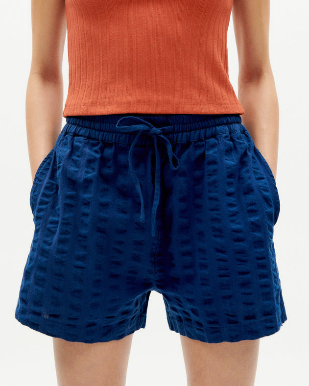 Geranio Seersucker Shorts Blue