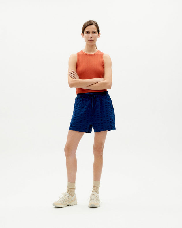 Geranio Seersucker Shorts Blue