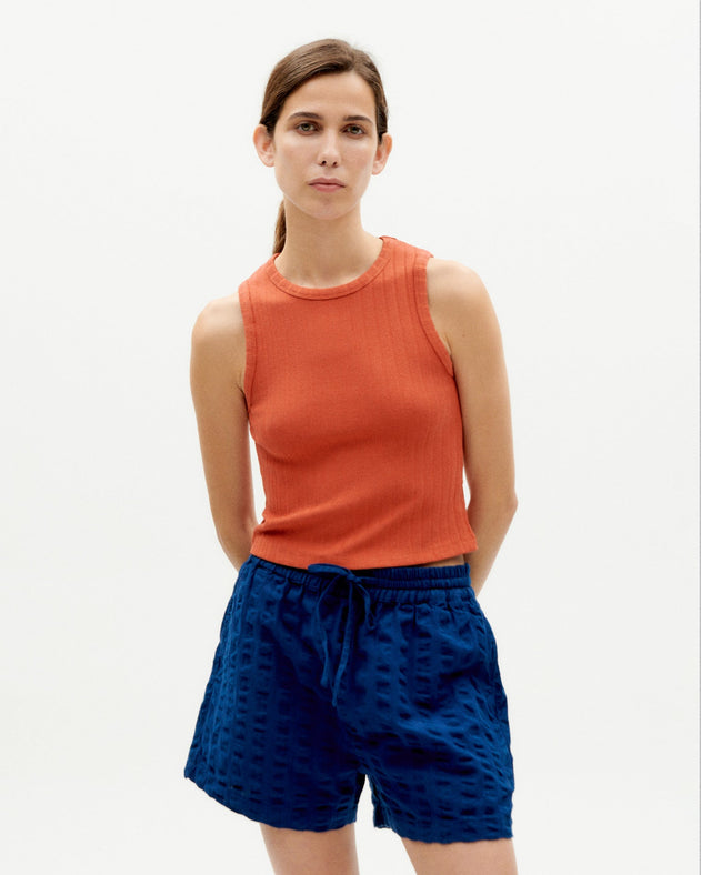 Geranio Seersucker Shorts Blue