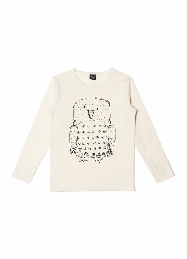 Long Sleeve Owl Shirt Natural White