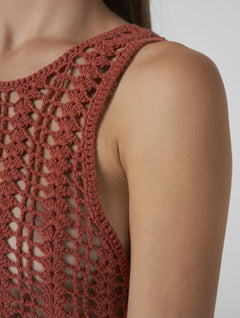 Aisha Crochet Tunic Brick Red