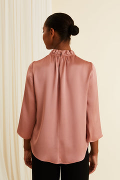 Darlyn High Collar Blouse Frosted Pink