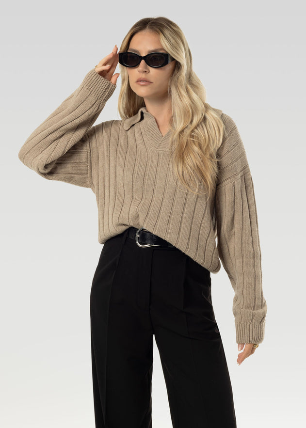 Henry Wool Cashmere Sweater Mocha Beige