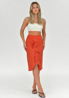 Najah Linen Skirt Orange