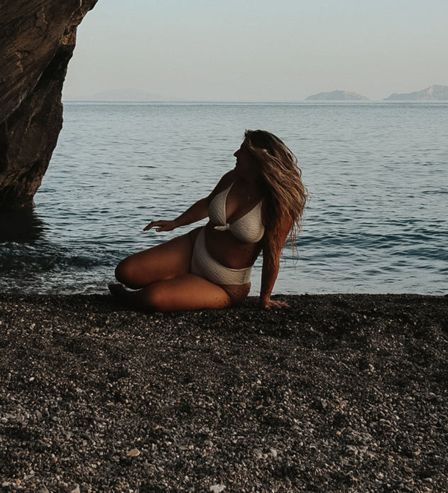 Jacquard Leona + Skyline High Bikini Set Cream