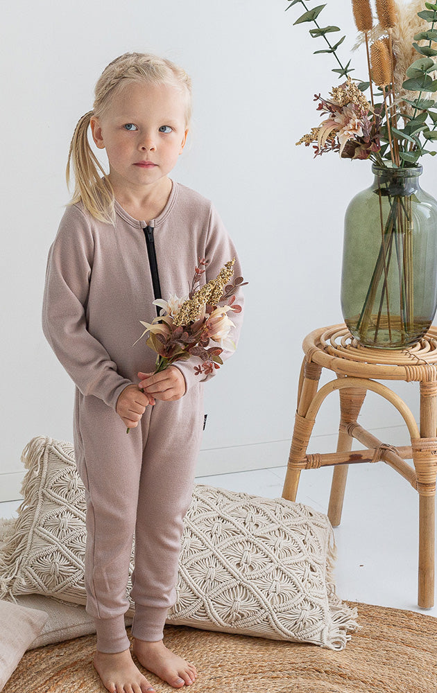 Merino Kids' Jumpsuit Nougat