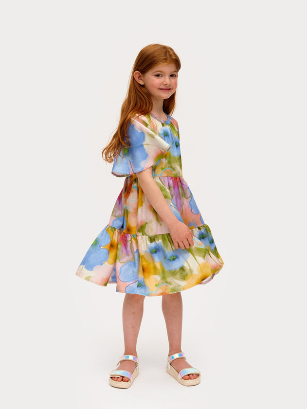 Bouquet Kid's Dress Yellow/Blue