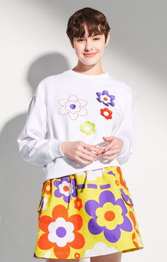 Martha Embroidered Sweatshirt Space Flowers