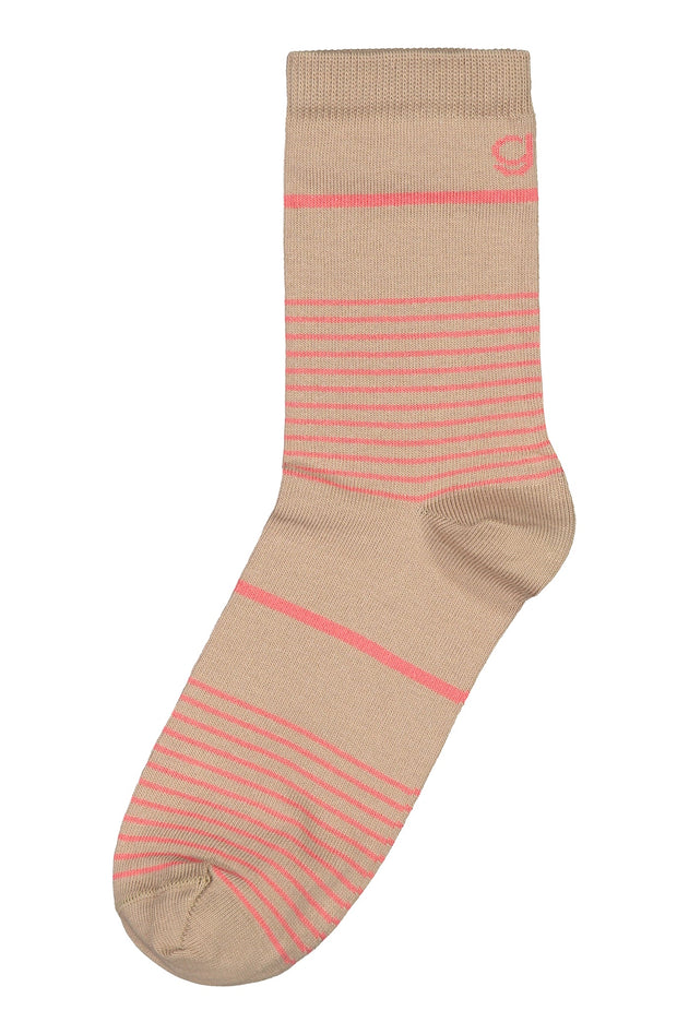 Olivia Striped Cotton Socks Sand/Raspberry