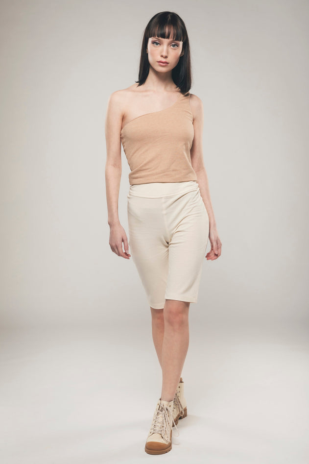 One Shoulder Top Light Brown