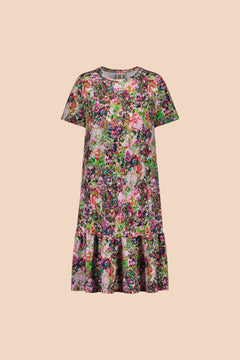 Ruffle T-Shirt Dress Blooming Forest Bright