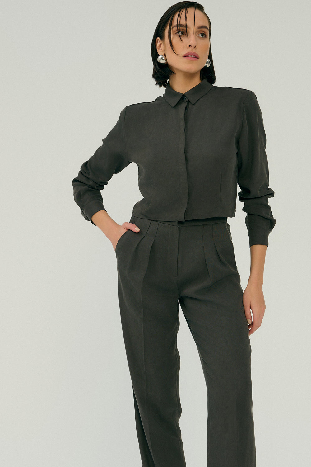 Saint Body Short Button-Down Shirt Brown