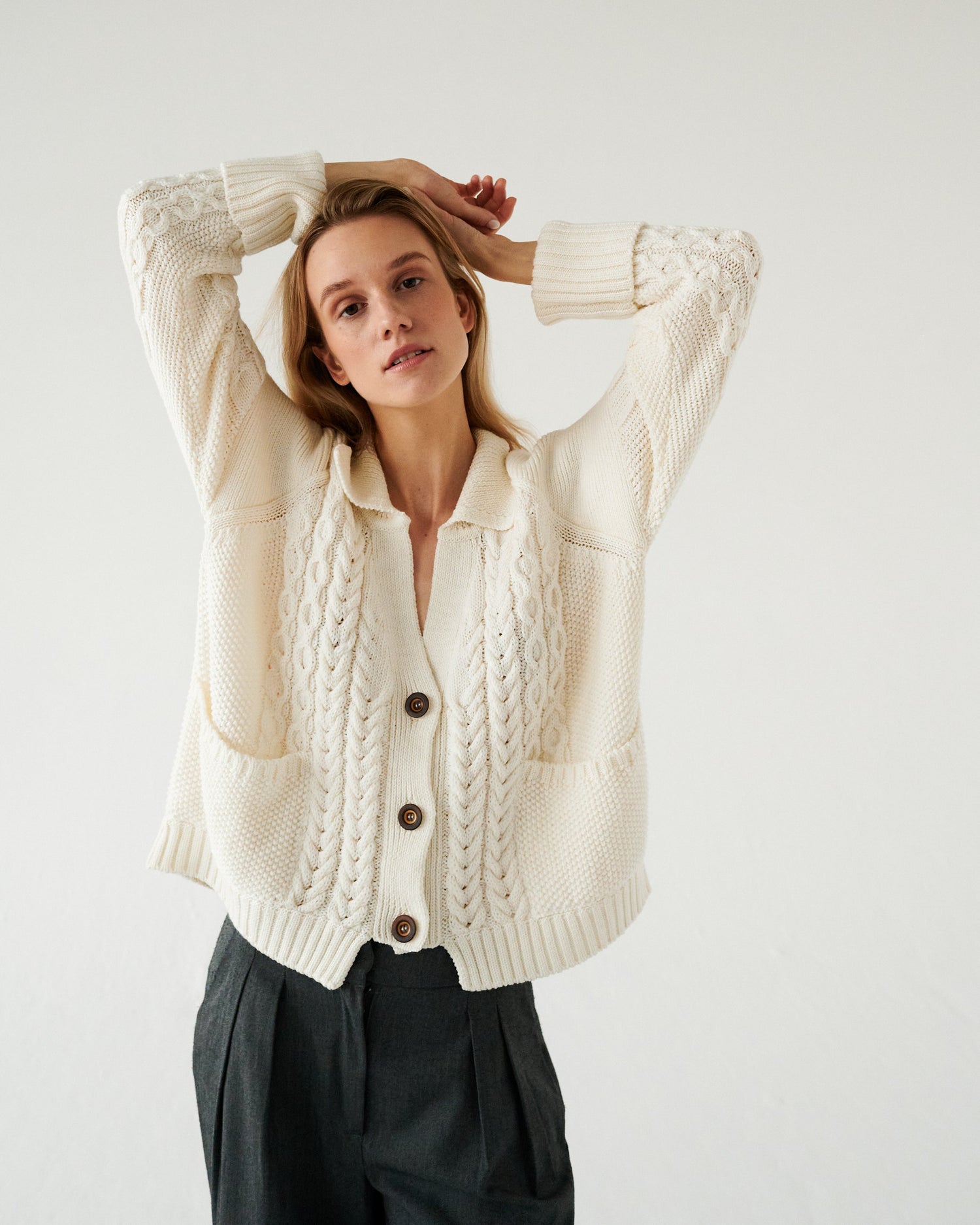 PRE-ORDER Žemyna Merino Wool Cardigan Sea Salt