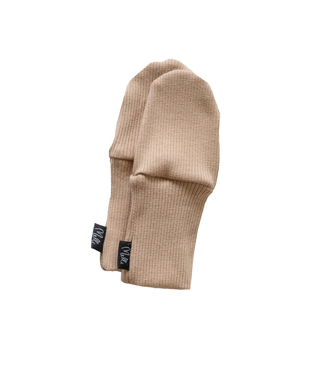 Ribbed Mittens Beige