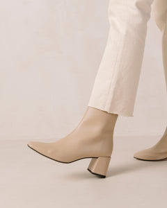 Watercolor Vegan Leather Ankle Boots Tahini Beige