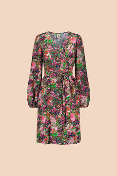 Wrap Mini Dress Blooming Forest Bright