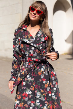 Double Breasted Trench Coat Black Rose Garden
