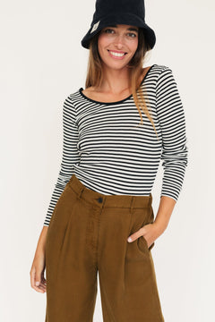 Enet Top Black & White Stripes