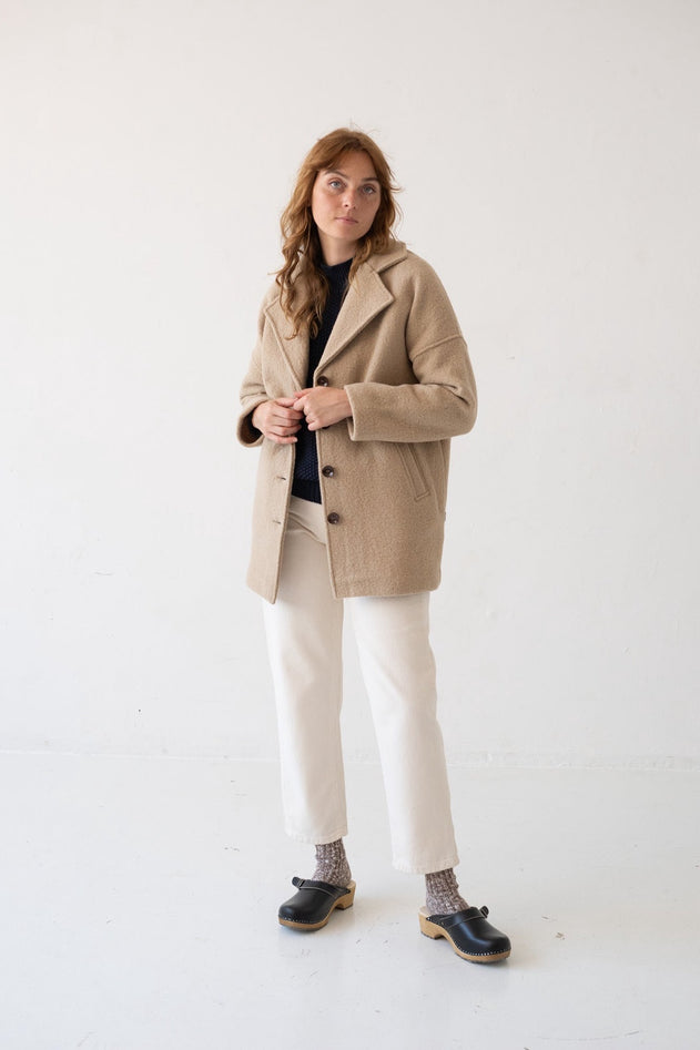 Tad Coat 100% Merino Wool in Magnolia Beige