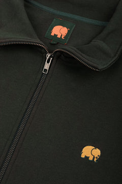 Organic Essential Zip Sweater Scarab Green