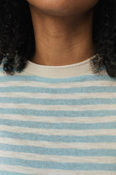 Puako T-Shirt Light Blue & Ecru Stripes - IVALO.COM