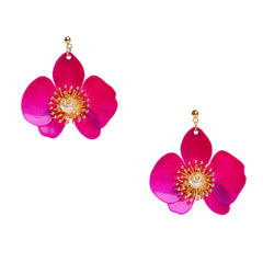 Small Butterfly Orchid Stud Earrings Papaya Orange