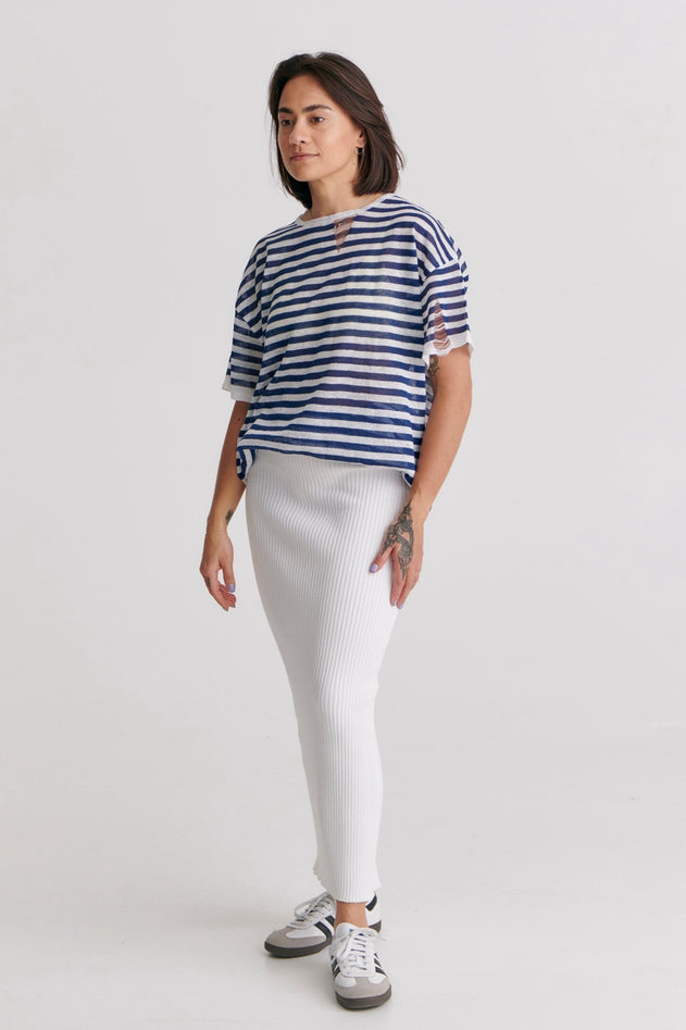 Madonna Reversible Ribbed-Knit Midi Skirt White