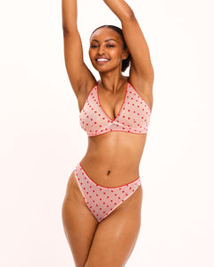 Mesh Bikini Briefs Pale Pink/Deep Red